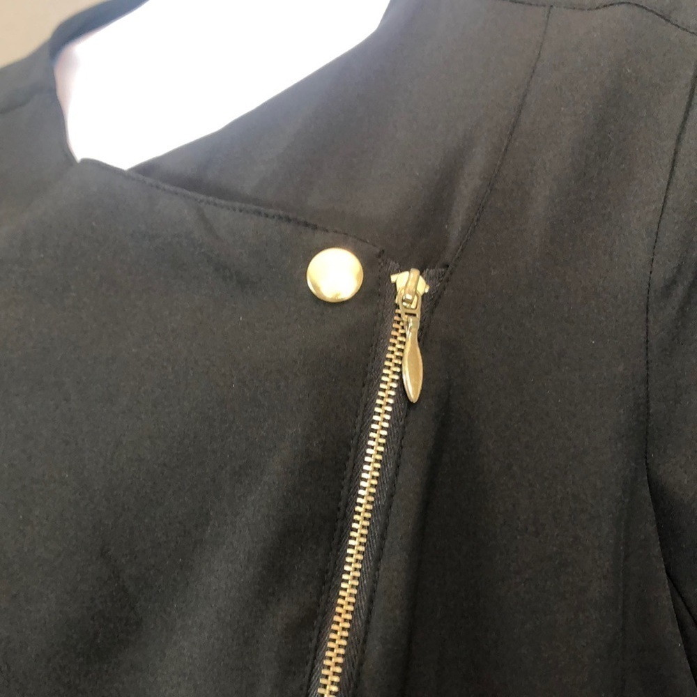 Roz & Ali Asymmetrical Zip Black Moto Lightweight Jacket/Shirt Medium - Picture 3 of 14